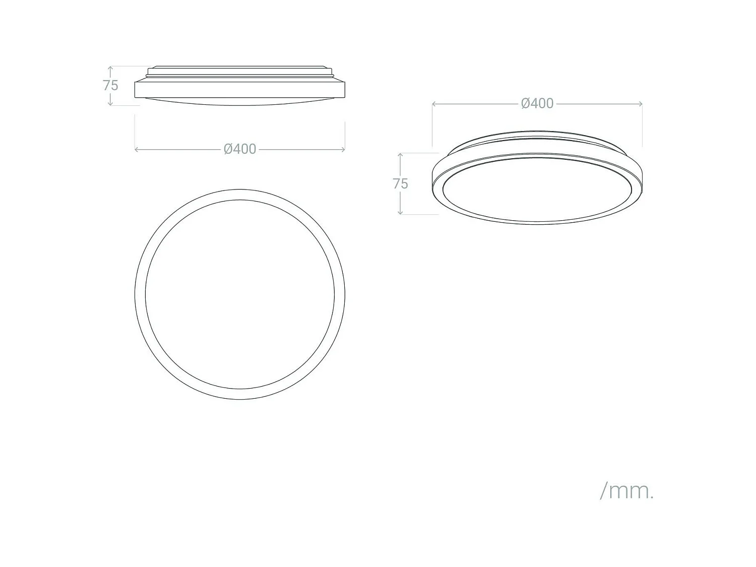 Plafonnier LED Rond 19W CCT Sélectionnable Faina Ø400 mm Gris