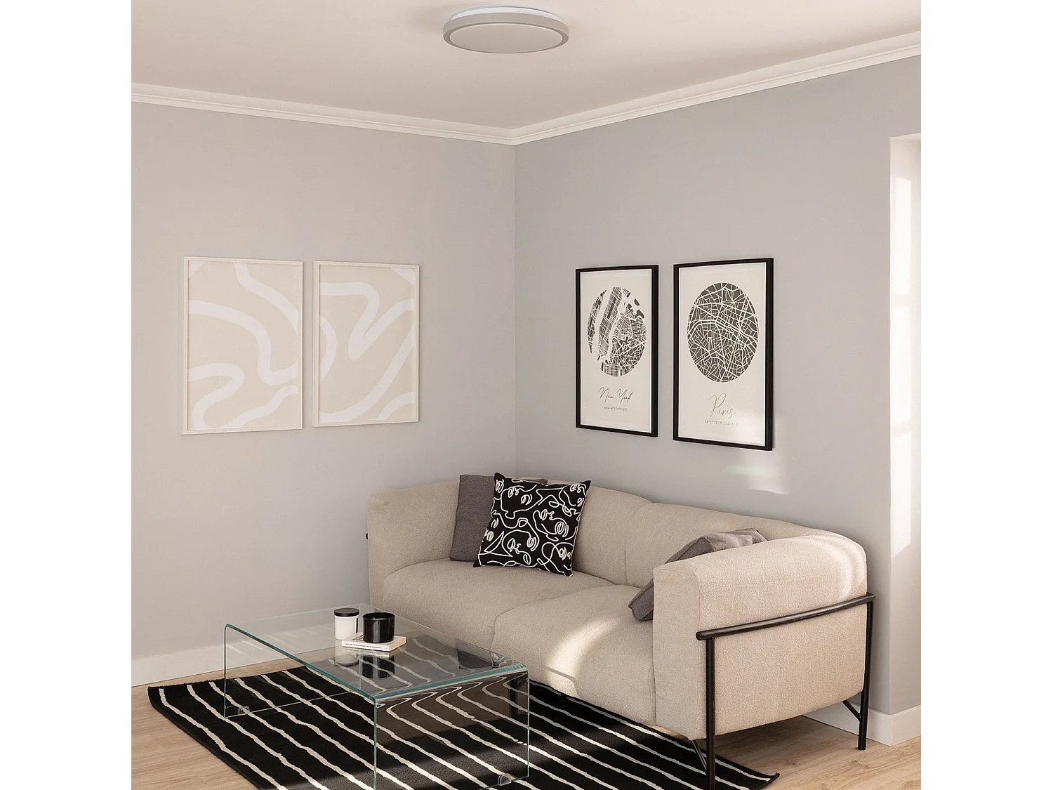 Plafonnier LED Rond 19W CCT Sélectionnable Faina Ø400 mm Gris