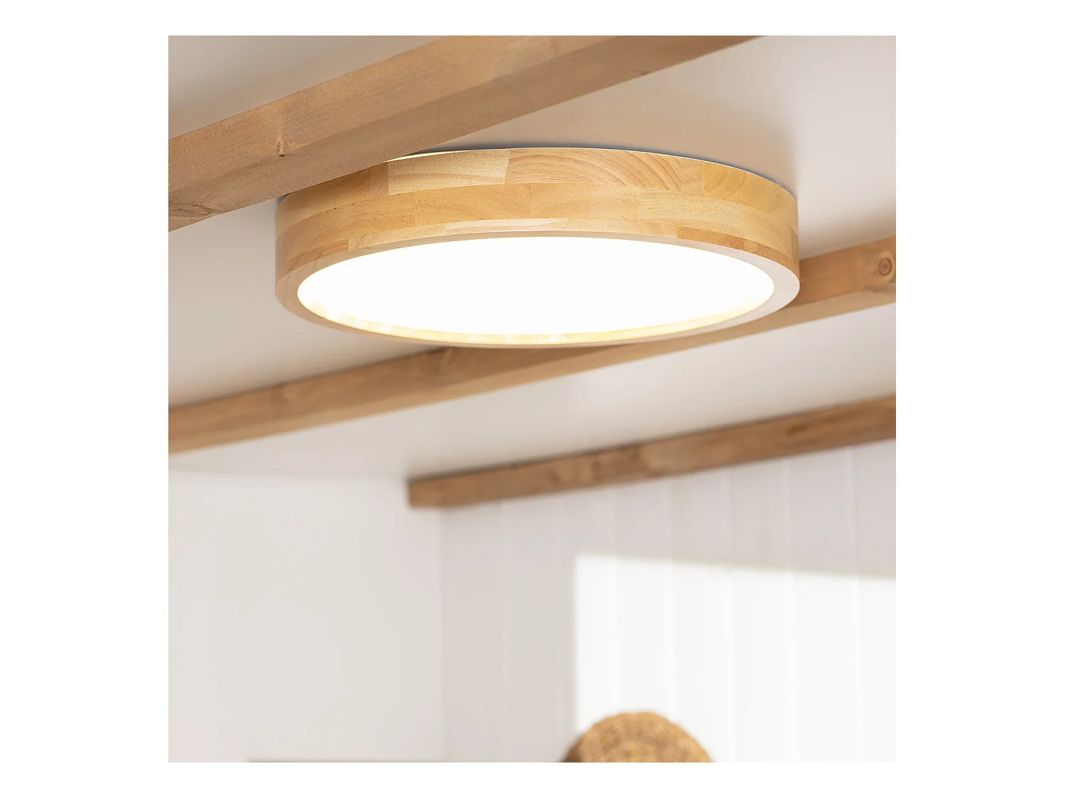 Plafonnier LED Rond Bois 20W CCT Sélectionnable Kayu Ø400 mm Bois