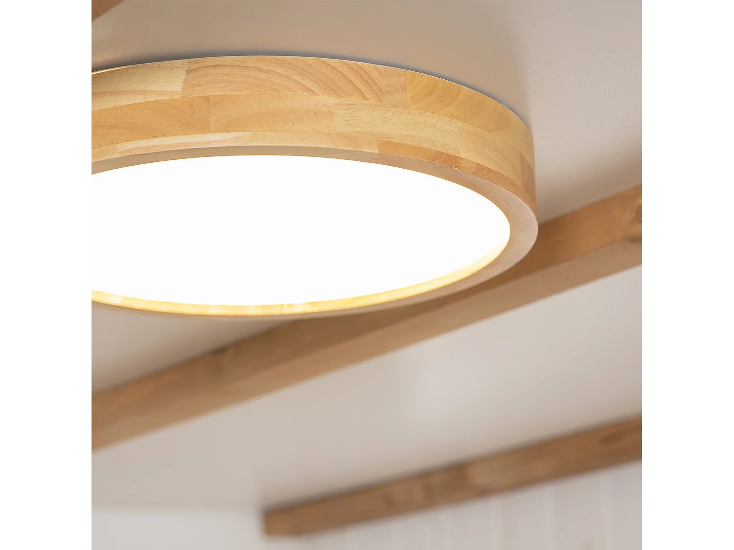 Plafonnier LED Rond Bois 20W CCT Sélectionnable Kayu Ø400 mm Bois