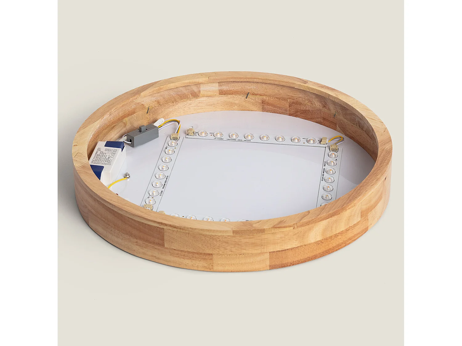 Plafonnier LED Rond Bois 20W CCT Sélectionnable Kayu Ø400 mm Bois