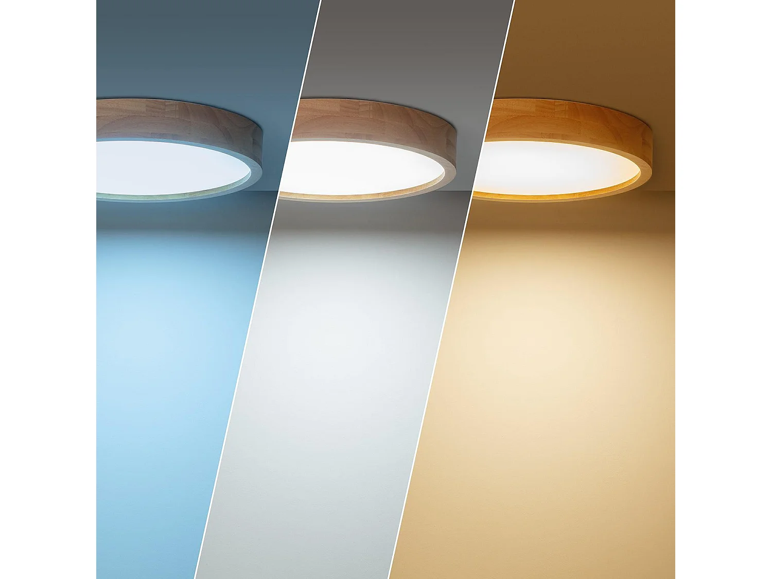 Plafonnier LED Rond Bois 20W CCT Sélectionnable Kayu Ø400 mm Bois