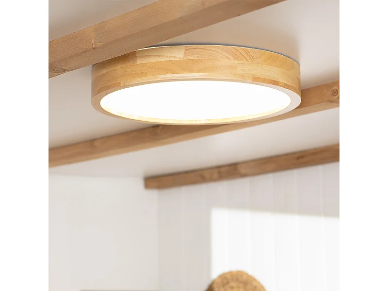 Plafonnier LED Rond Bois 20W CCT Sélectionnable Kayu Ø400 mm Bois