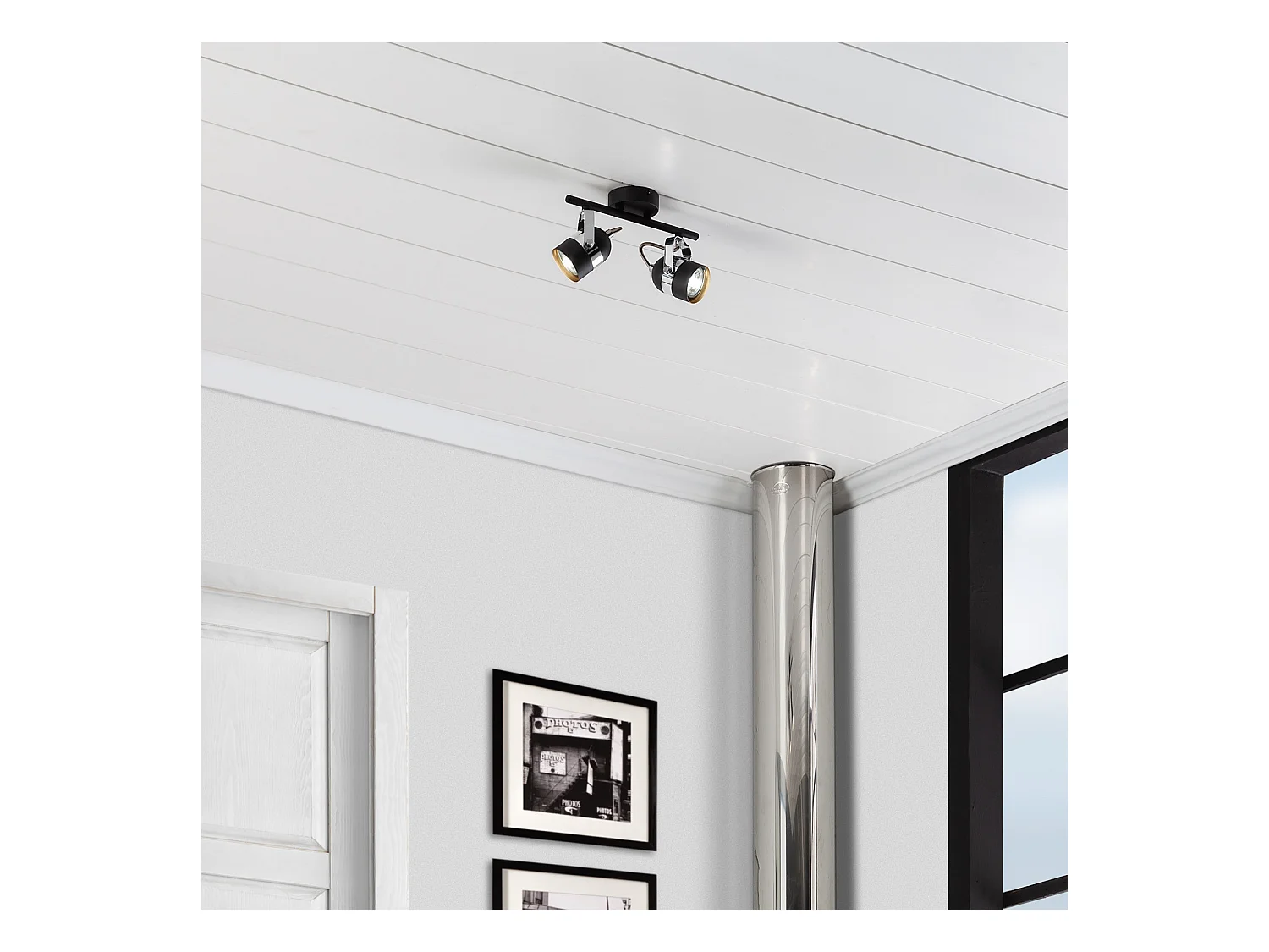 Plafonnier Orientable Aluminium Sinner 2 Spots Noir Noir