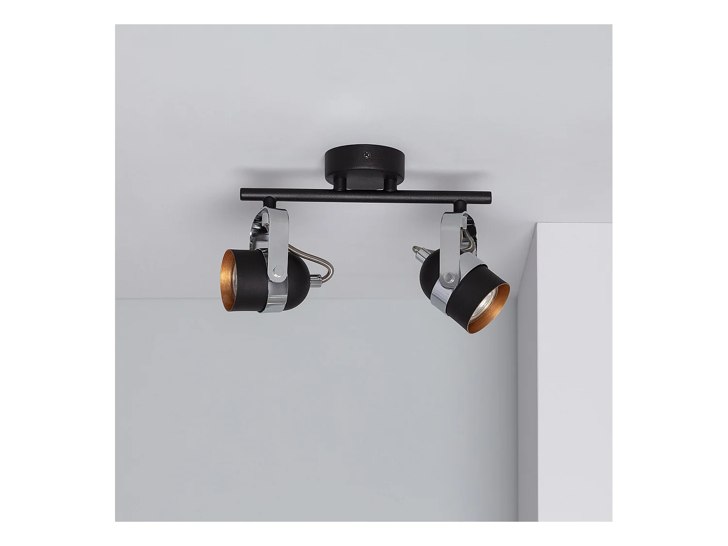 Plafonnier Orientable Aluminium Sinner 2 Spots Noir Noir