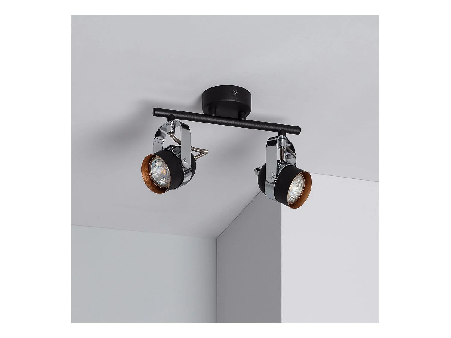 Lámpara de Techo Orientable Aluminio 2 Focos Negro Sinner Negro