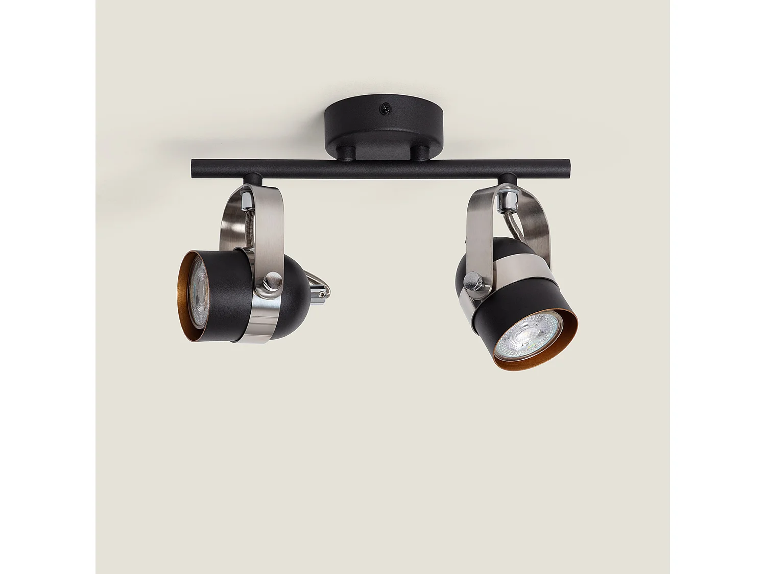 Plafonnier Orientable Aluminium Sinner 2 Spots Noir Noir