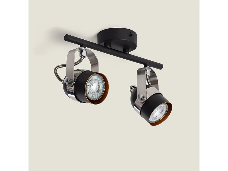 Plafonnier Orientable Aluminium Sinner 2 Spots Noir Noir