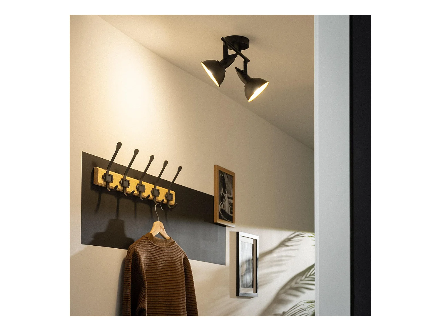 Lámpara de Techo Orientable Aluminio 2 Focos Negro Emer Negro