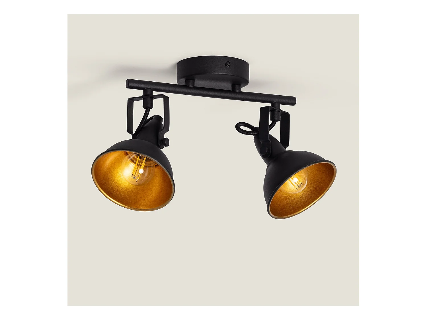 Lámpara de Techo Orientable Aluminio 2 Focos Negro Emer Negro