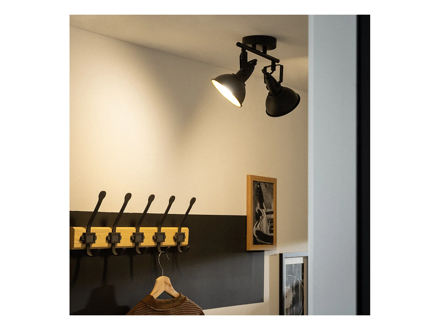 Lámpara de Techo Orientable Aluminio 2 Focos Negro Emer Negro