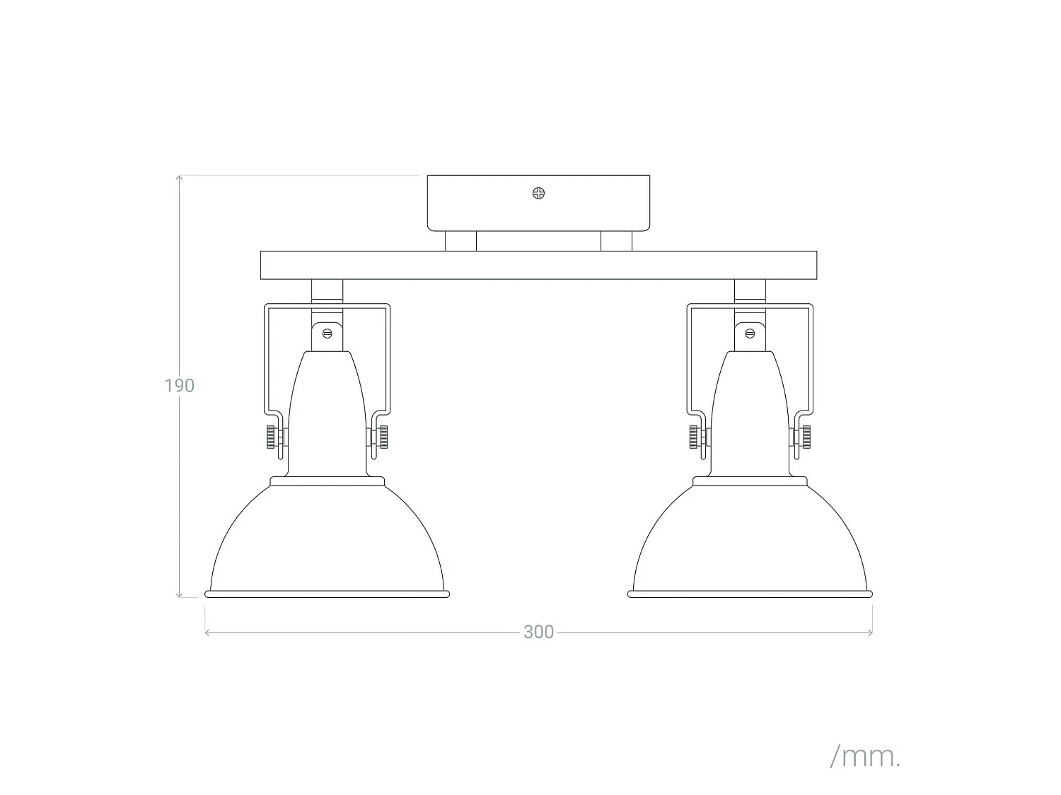 Lampada da Soffitto Orientabile in Alluminio 2 Faretti Emer Nero Nero