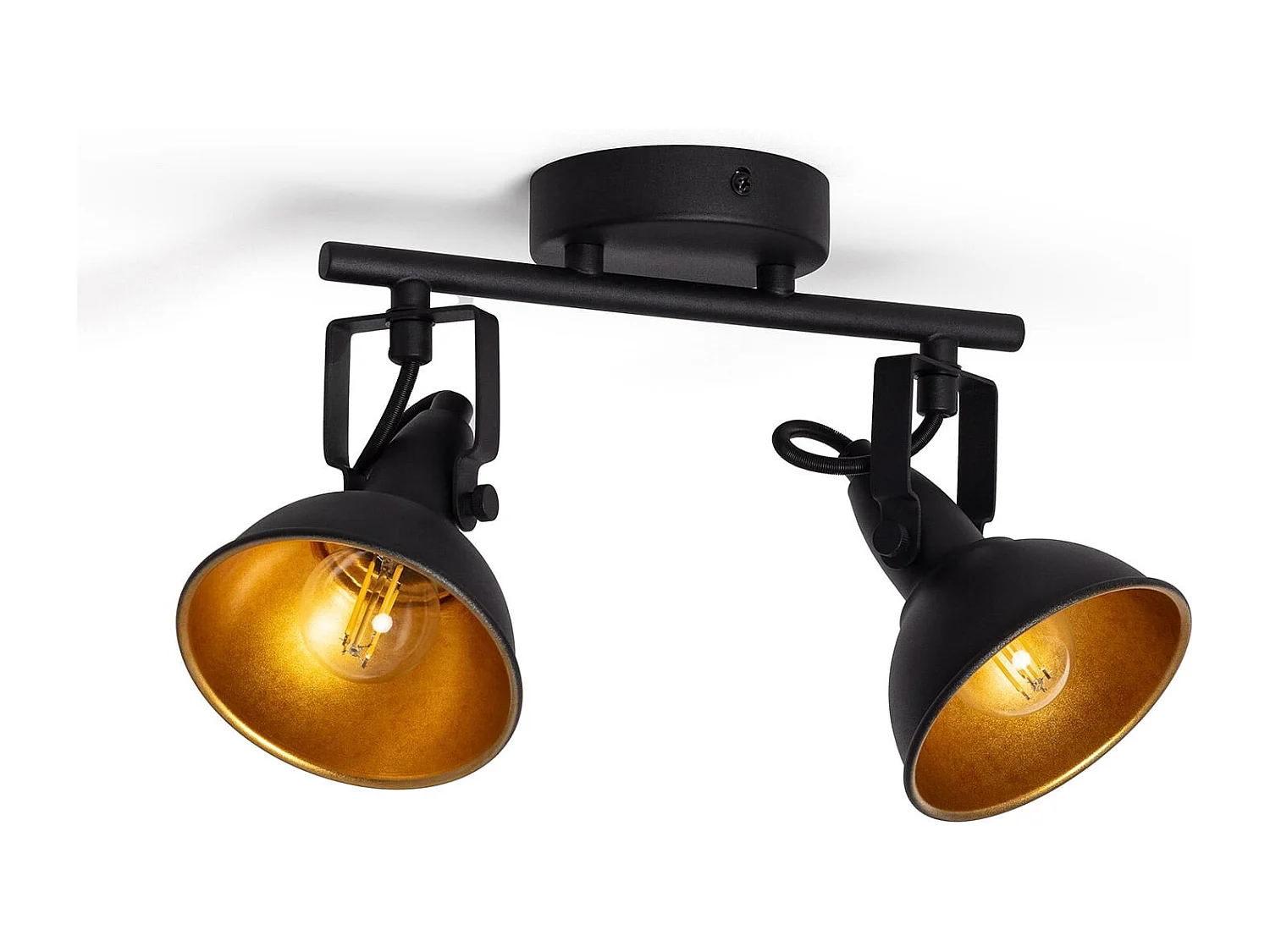 Lampada da Soffitto Orientabile in Alluminio 2 Faretti Emer Nero Nero