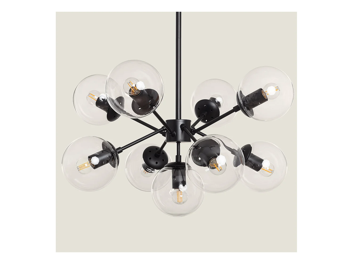 Lámpara Colgante Metal y Cristal Wassily 9 Focos Negro