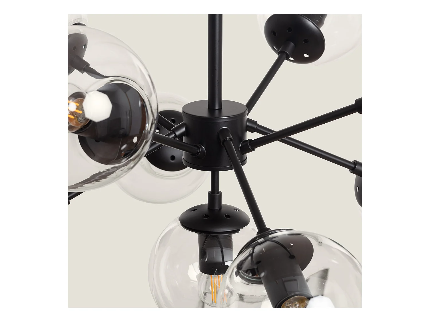 Lámpara Colgante Metal y Cristal Wassily 9 Focos Negro