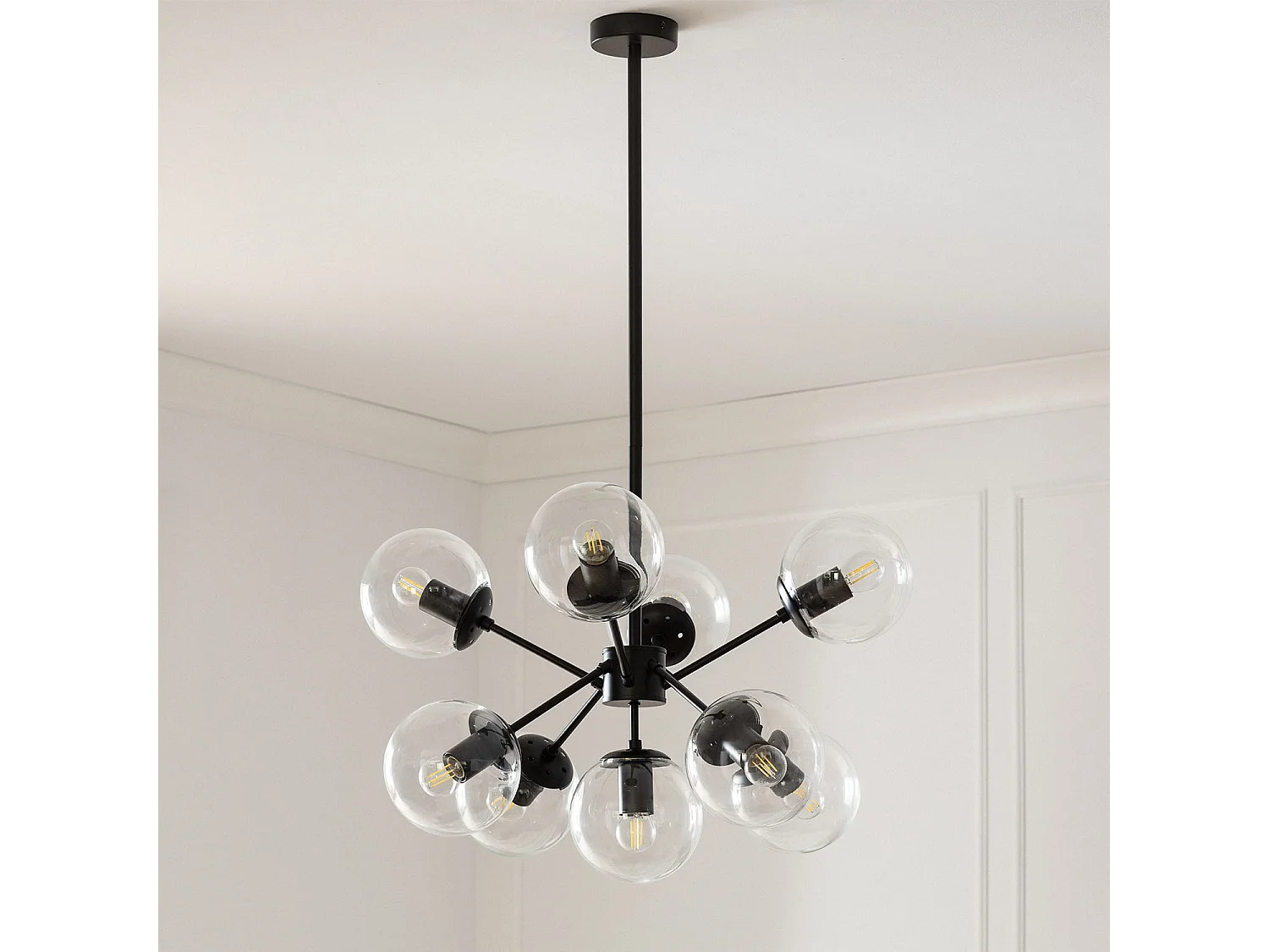 Suspension Métal et Verre Wassily 9 Spots  Noir