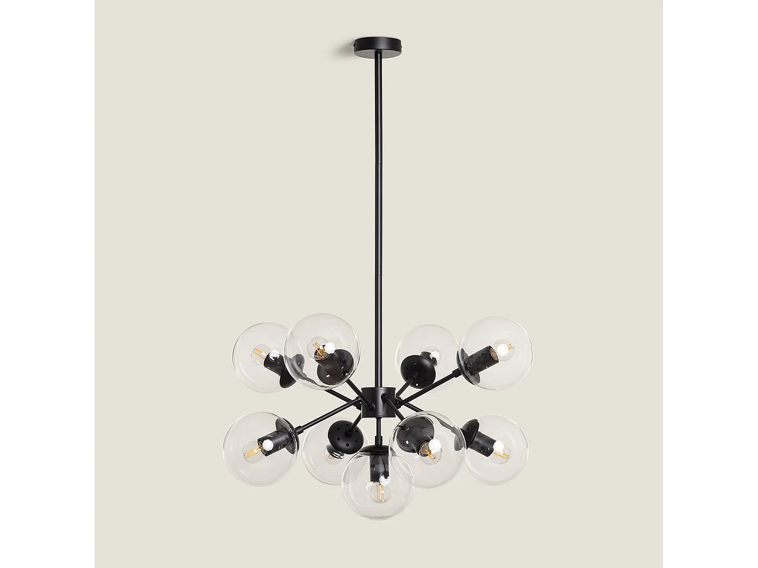 Suspension Métal et Verre Wassily 9 Spots  Noir