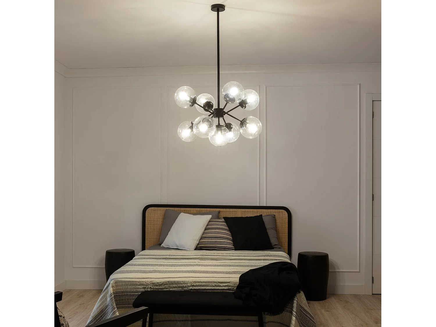 Suspension Métal et Verre Wassily 9 Spots  Noir