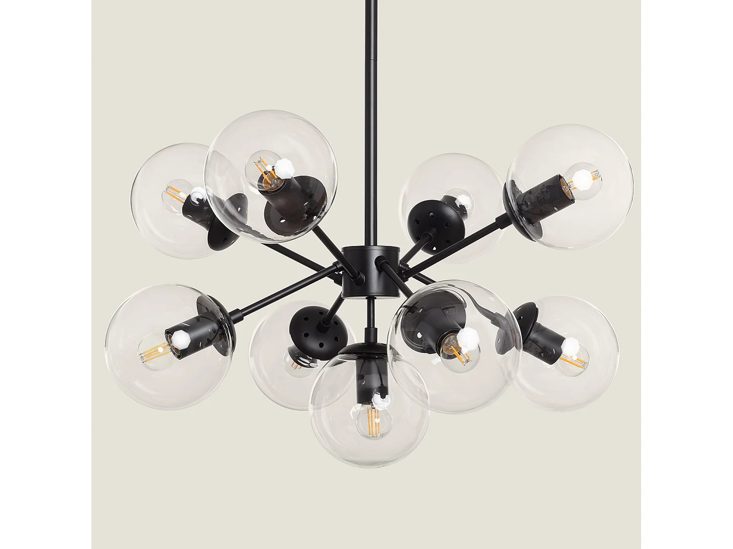 Suspension Métal et Verre Wassily 9 Spots  Noir