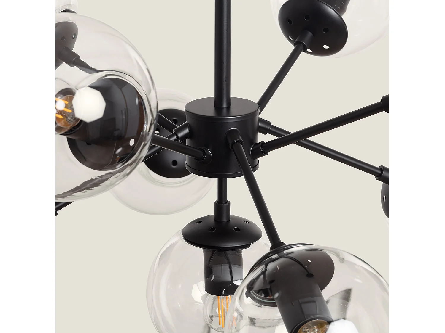 Suspension Métal et Verre Wassily 9 Spots  Noir