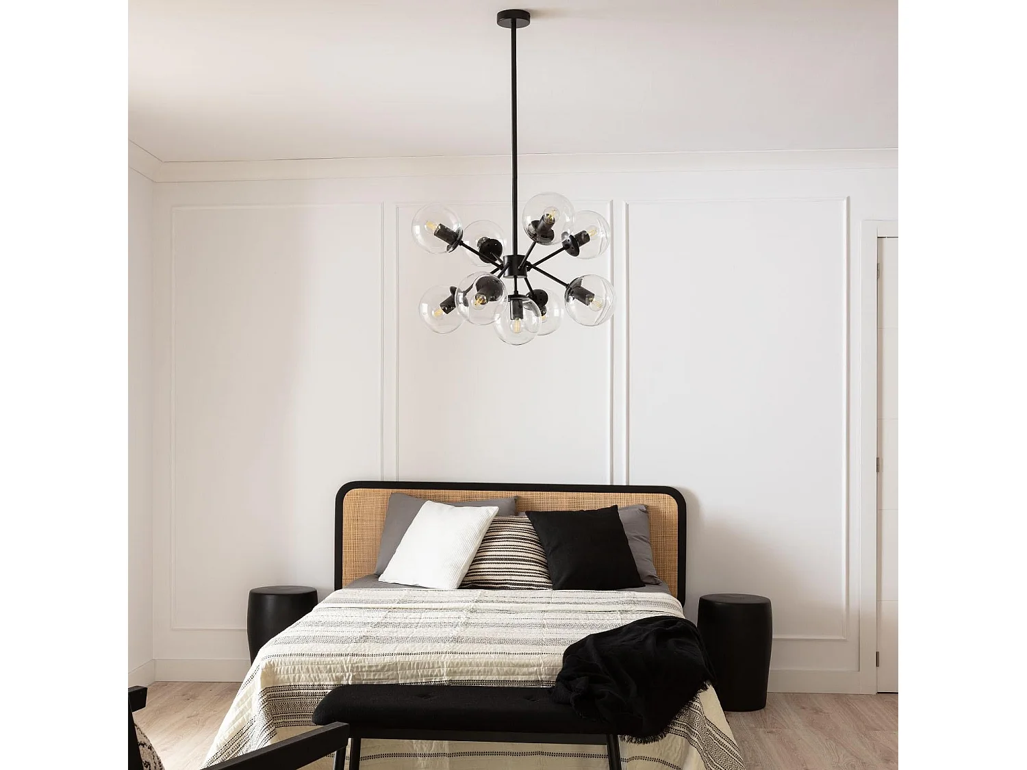 Lampada a Sospensione Metallo e Vetro Wassily 9 Faretti Nero