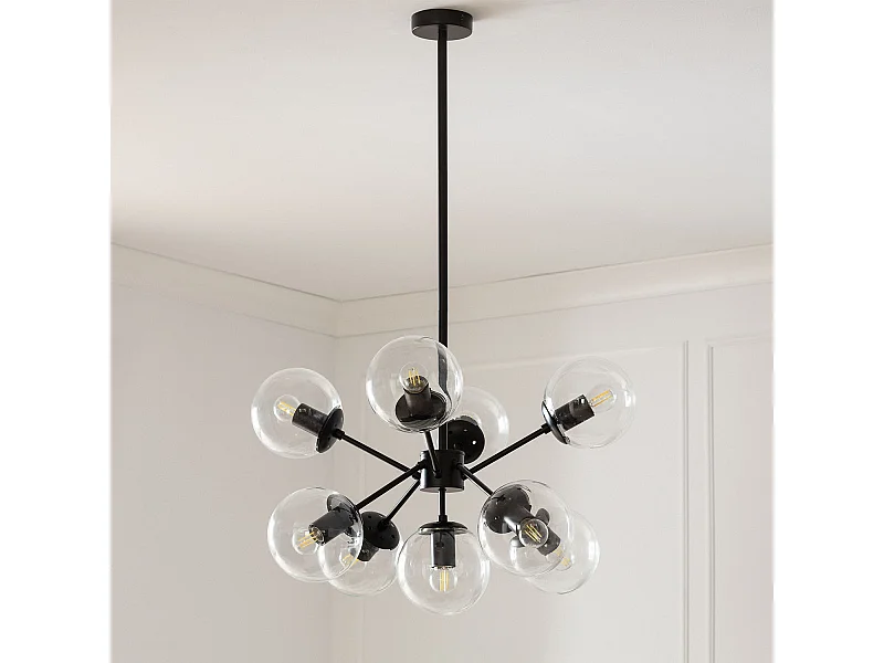 Suspension Métal et Verre Wassily 9 Spots  Noir