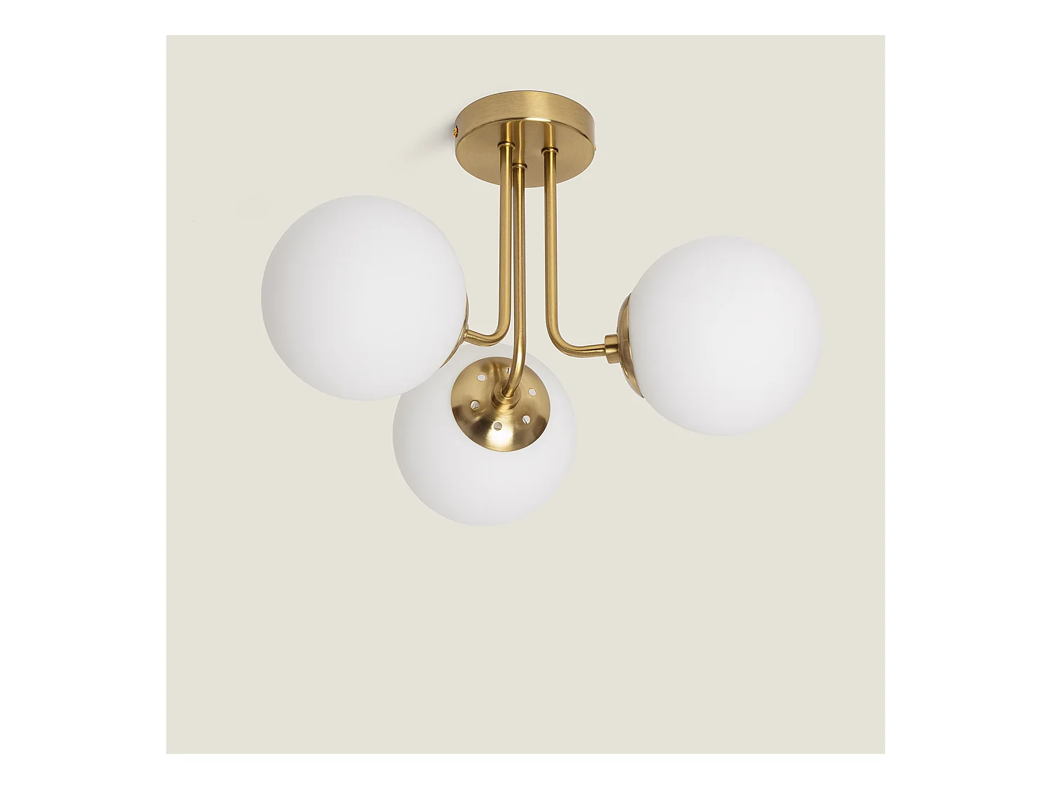 Plafonnier Métal et Verre Moonlight Brass 3 Spots Gris Fumée