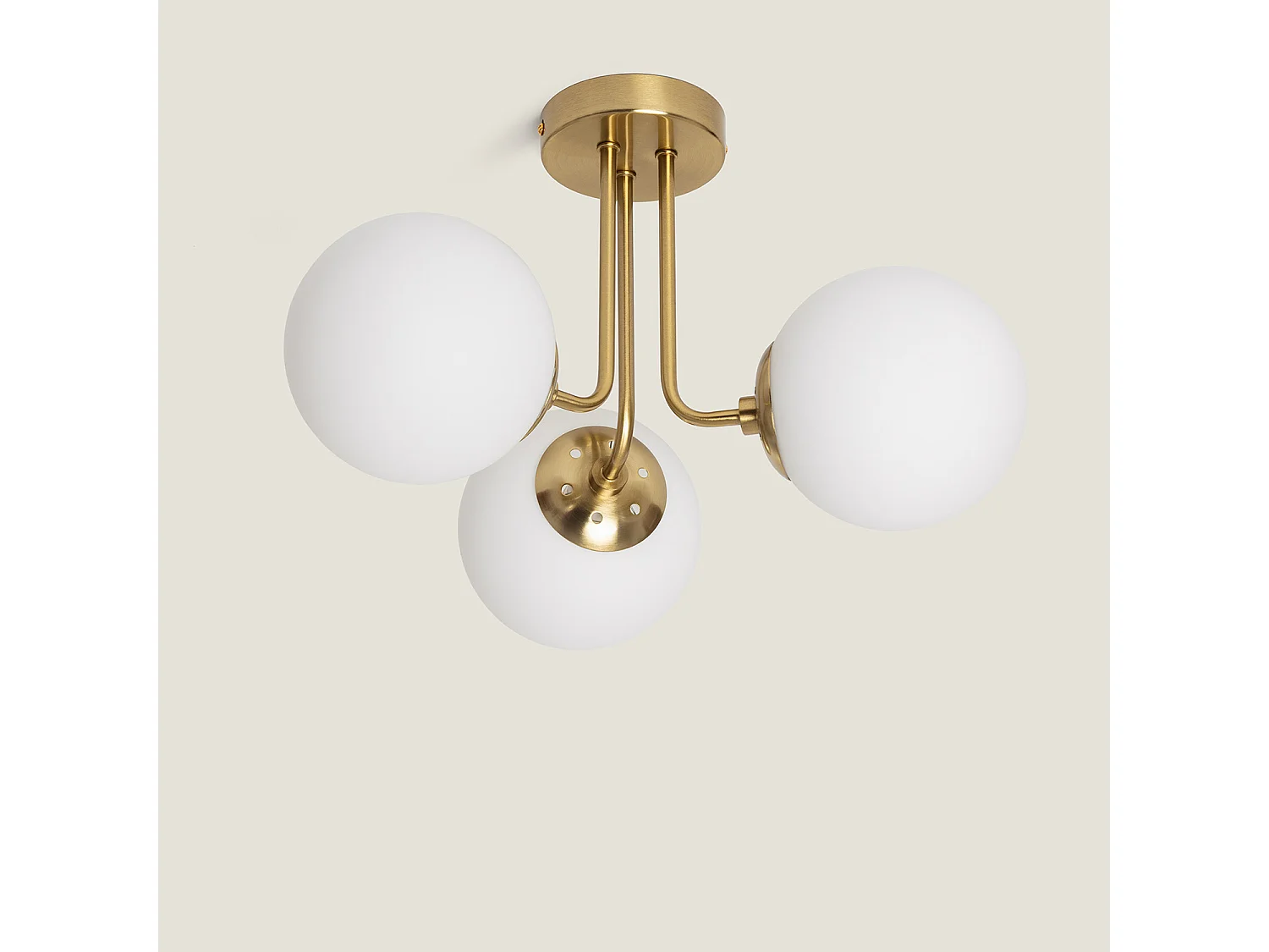 Plafonnier Métal et Verre Moonlight Brass 3 Spots Gris Fumée