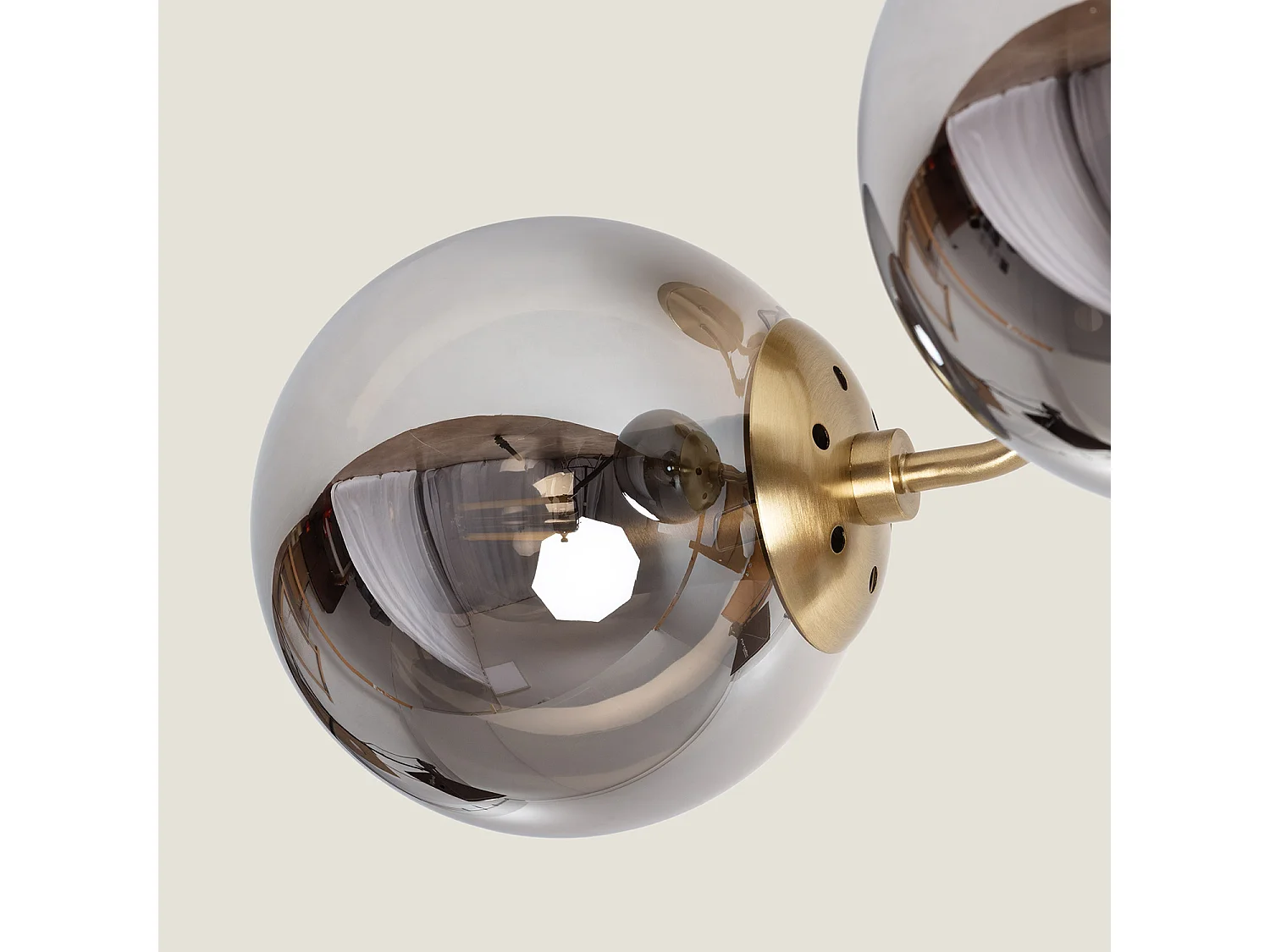 Plafonnier Métal et Verre Moonlight Brass 3 Spots Gris Fumée