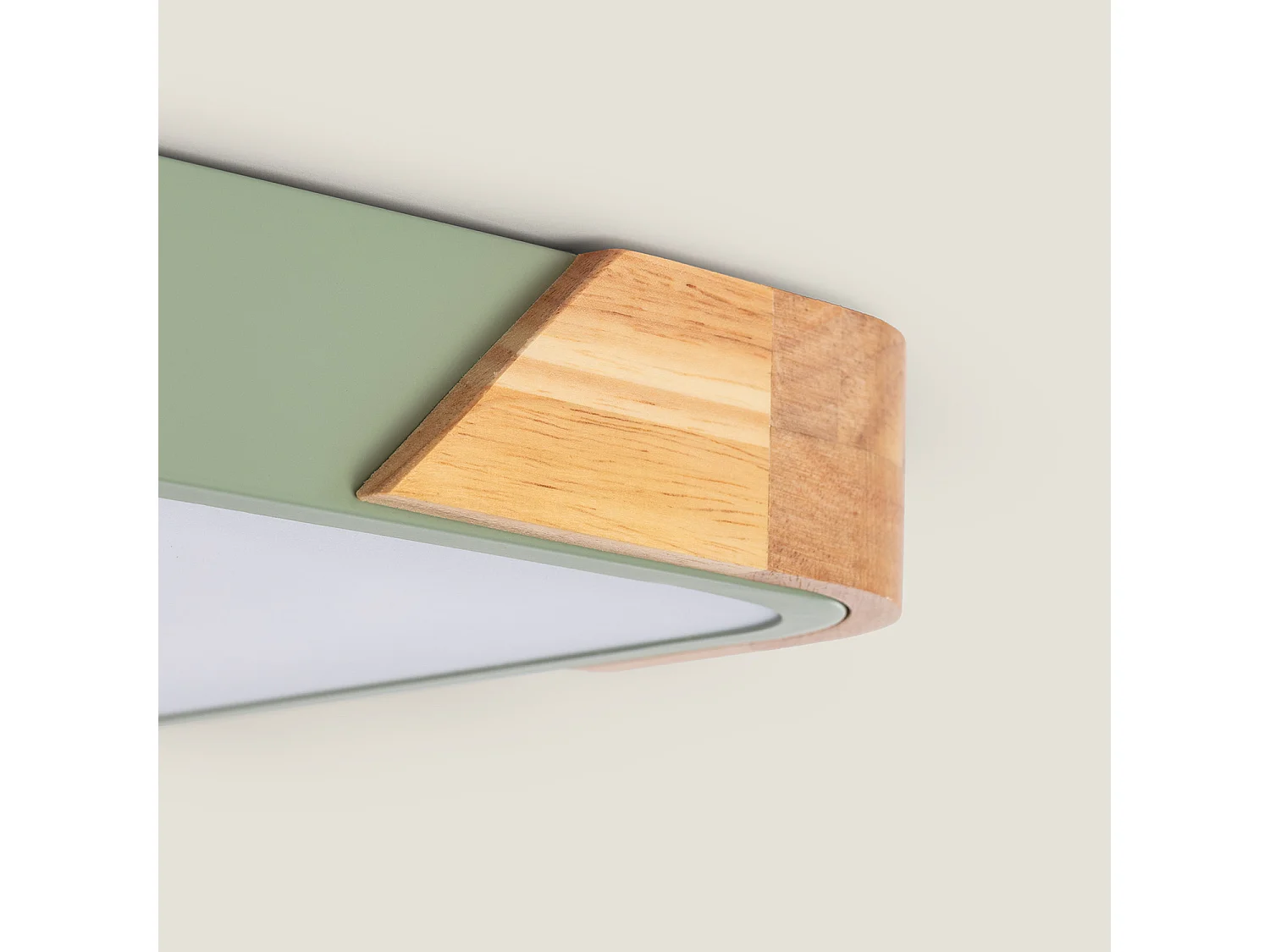 Plafonnier LED 18W Carré Bois 325x325 mm CCT Sélectionnable Semi-Dari Vert Céladon