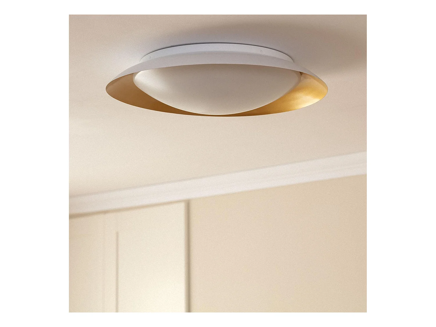 Plafón LED 30W Circular Metal Ø500 mm CCT Seleccionable Taylor Blanco / Dorado
