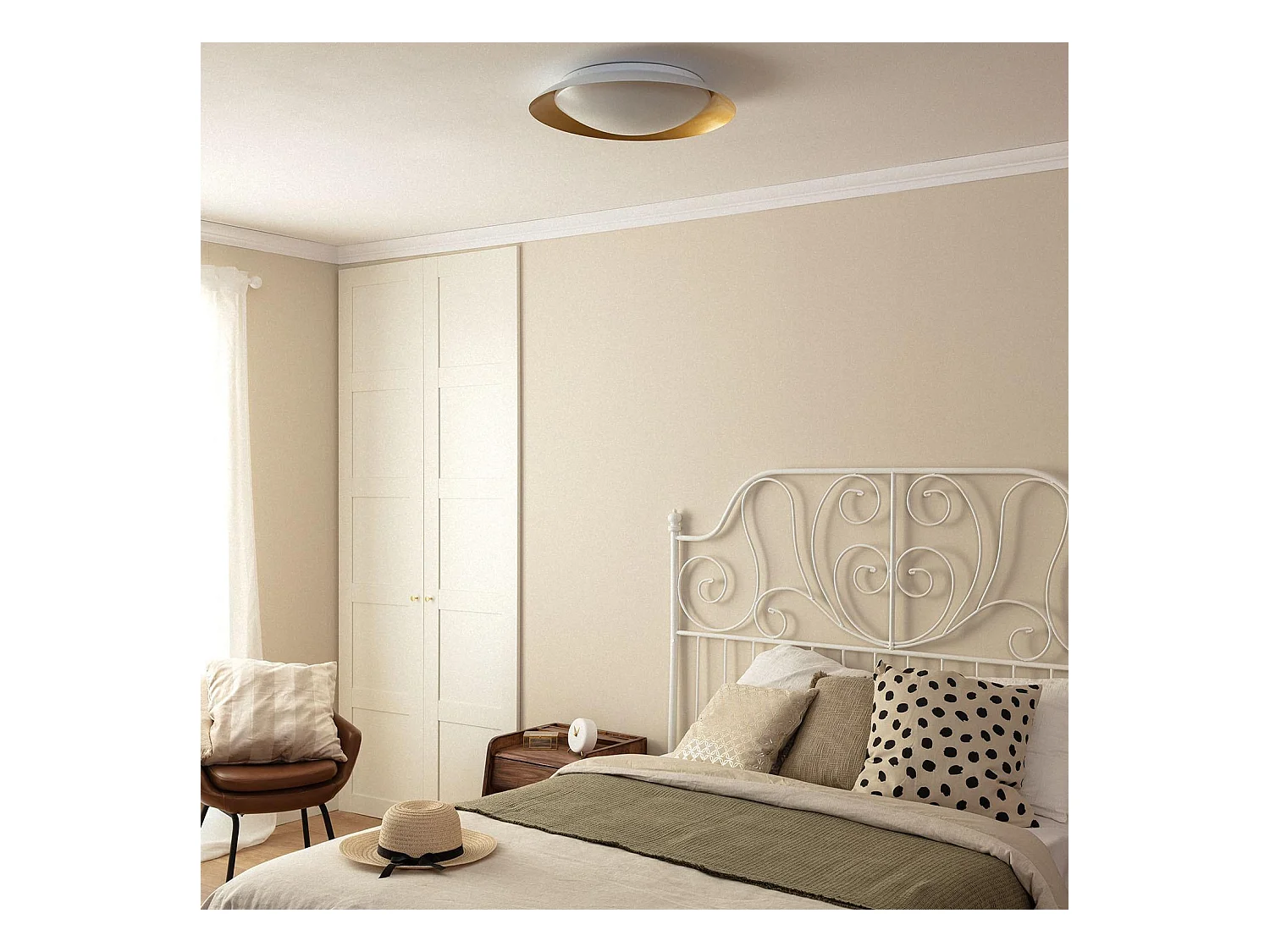Plafón LED 30W Circular Metal Ø500 mm CCT Seleccionable Taylor Blanco / Dorado