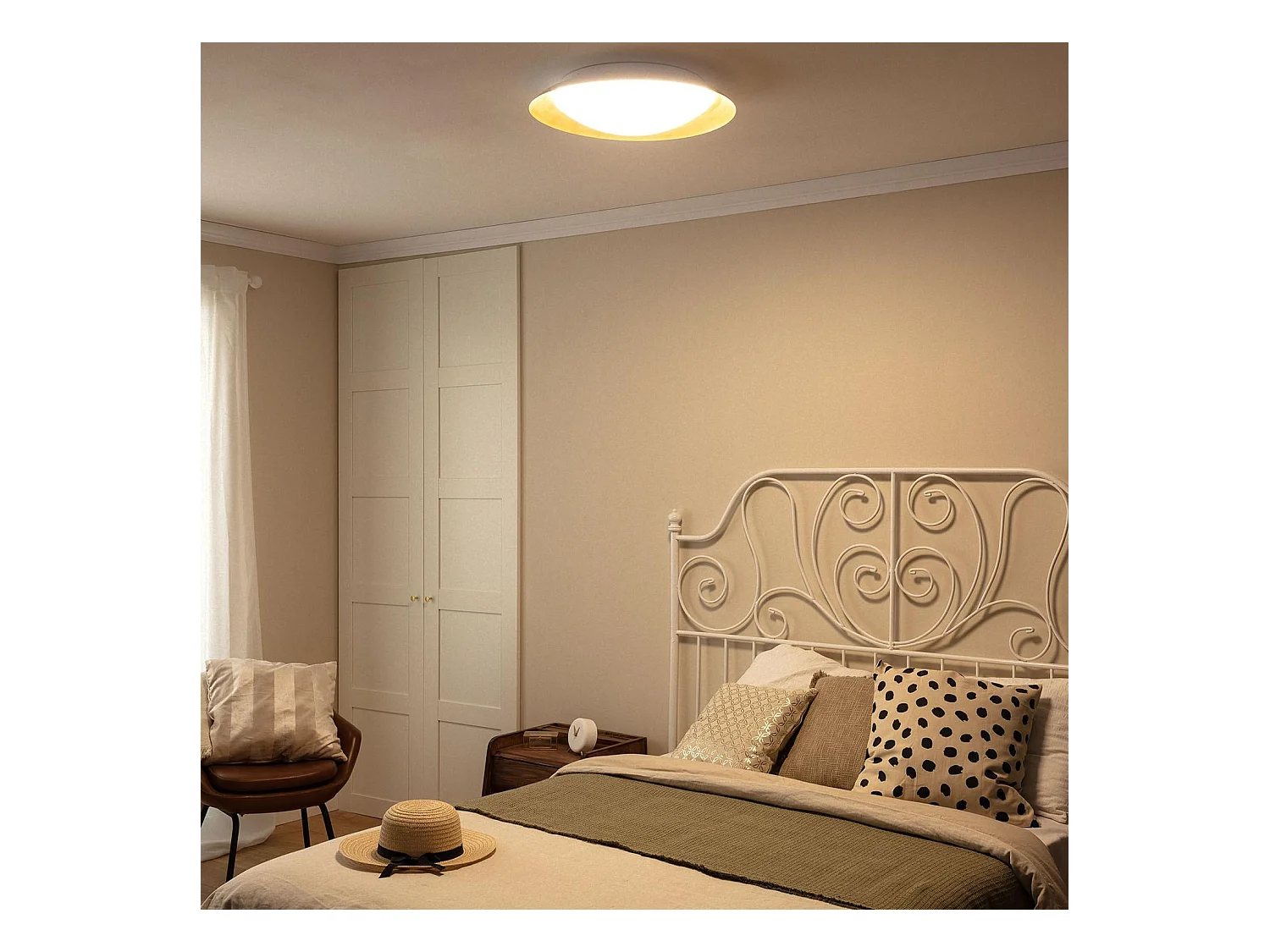 Plafón LED 30W Circular Metal Ø500 mm CCT Seleccionable Taylor Blanco / Dorado