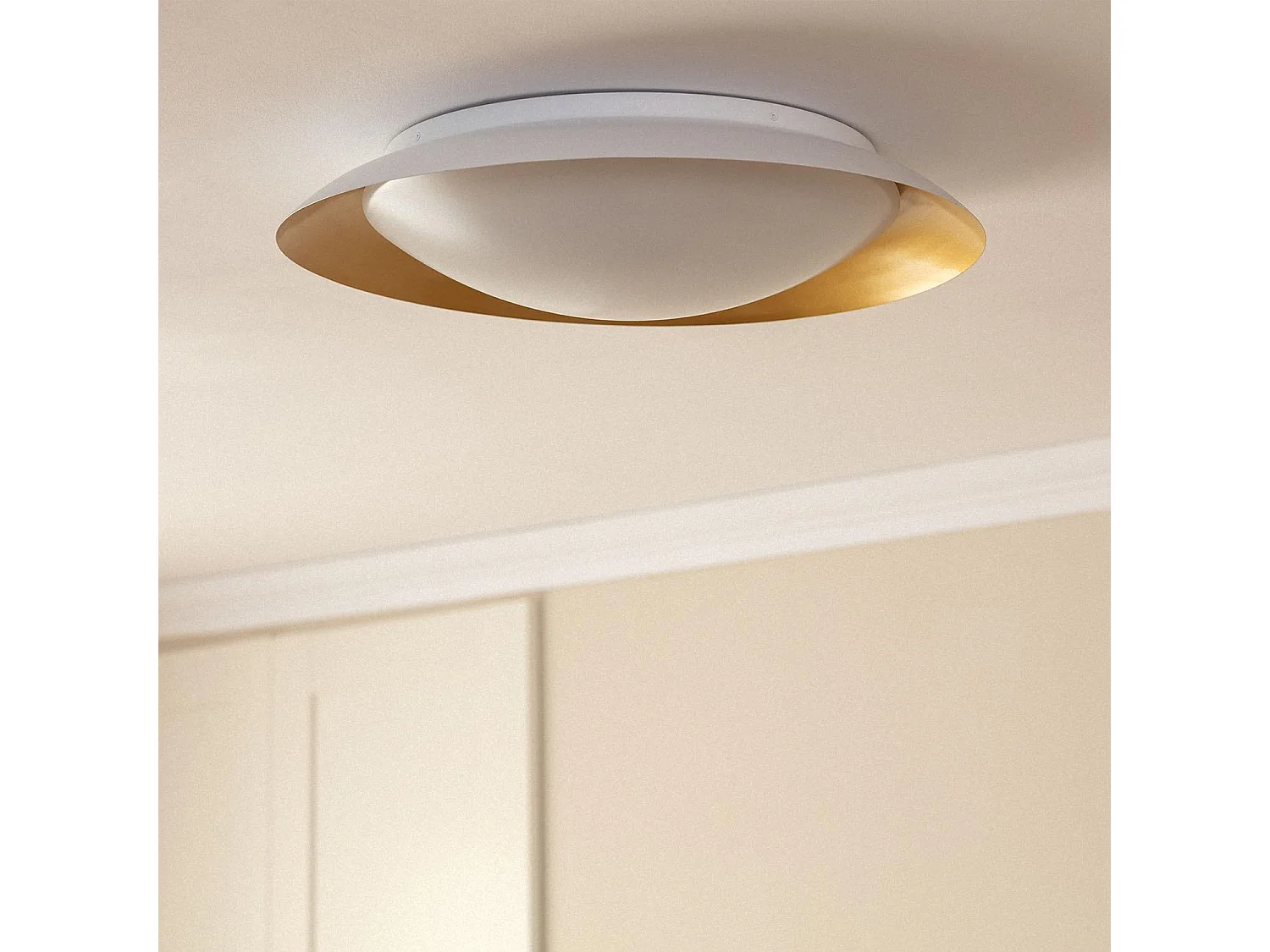 Plafón LED 30W Circular Metal Ø500 mm CCT Seleccionable Taylor Blanco / Dorado
