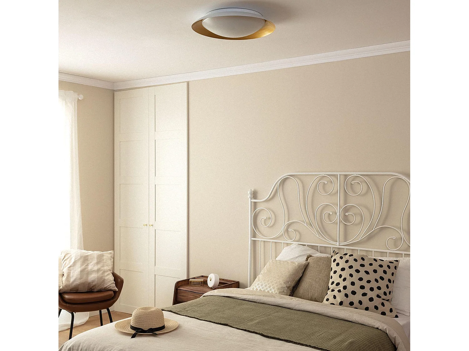 Plafón LED 30W Circular Metal Ø500 mm CCT Seleccionable Taylor Blanco / Dorado