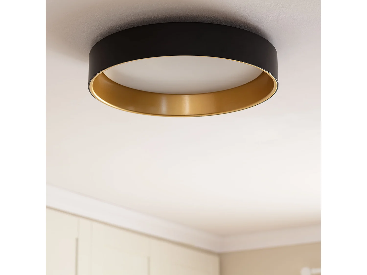 Plafoniera LED 20W Circolare Metallo Ø450 mm CCT Selezionabile Broadway Nero / Oro