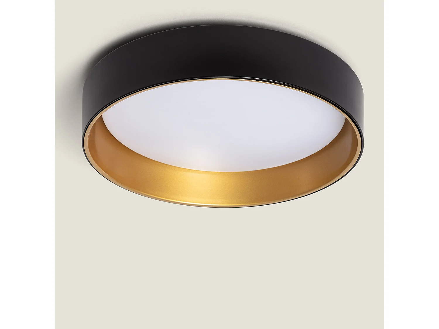 Plafonnier LED Rond Métal 20W CCT Sélectionnable Broadway Ø450 mm Noir / Or