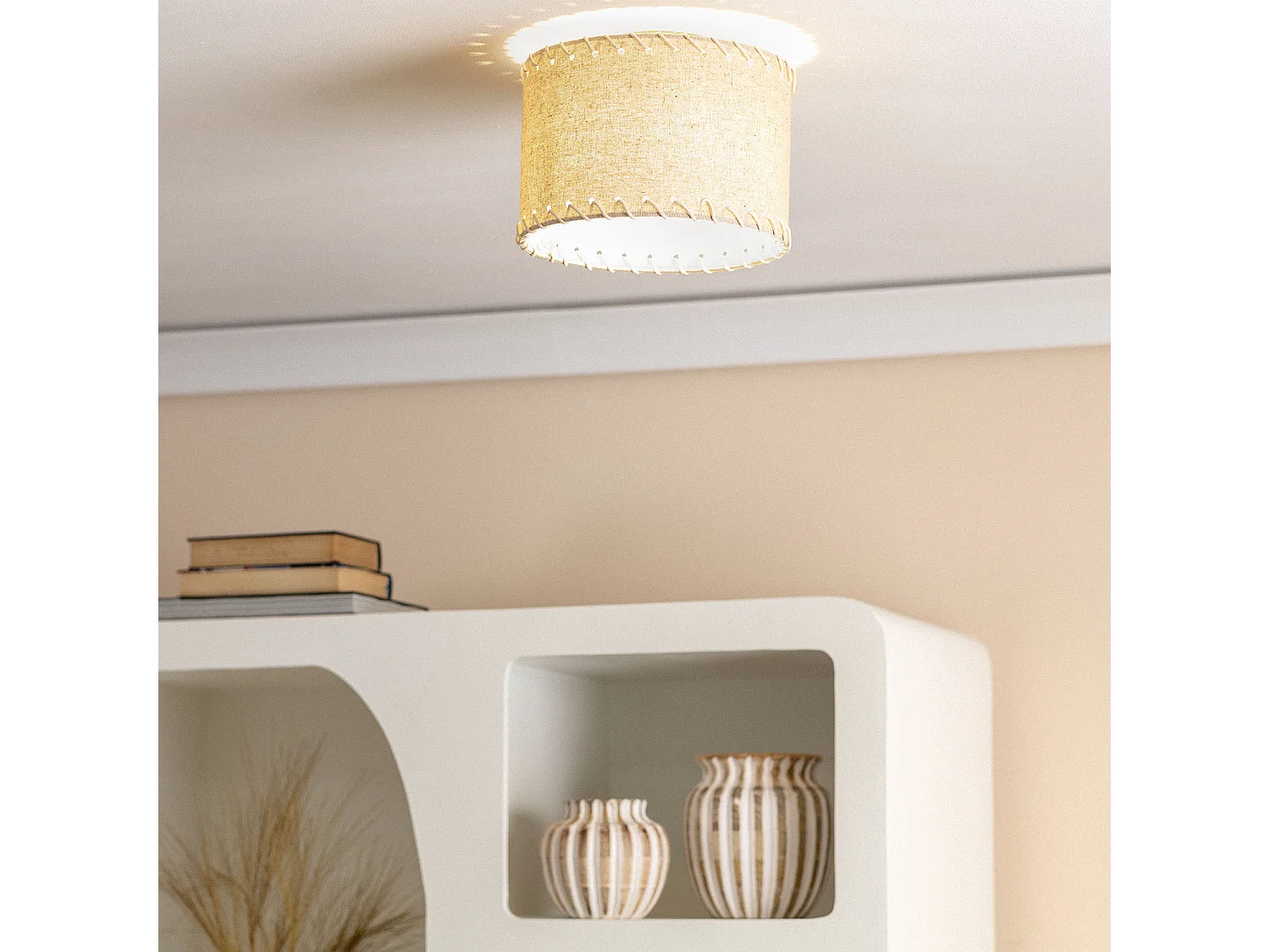 Plafón Circular Tela Ø250 mm Fíbula Crema