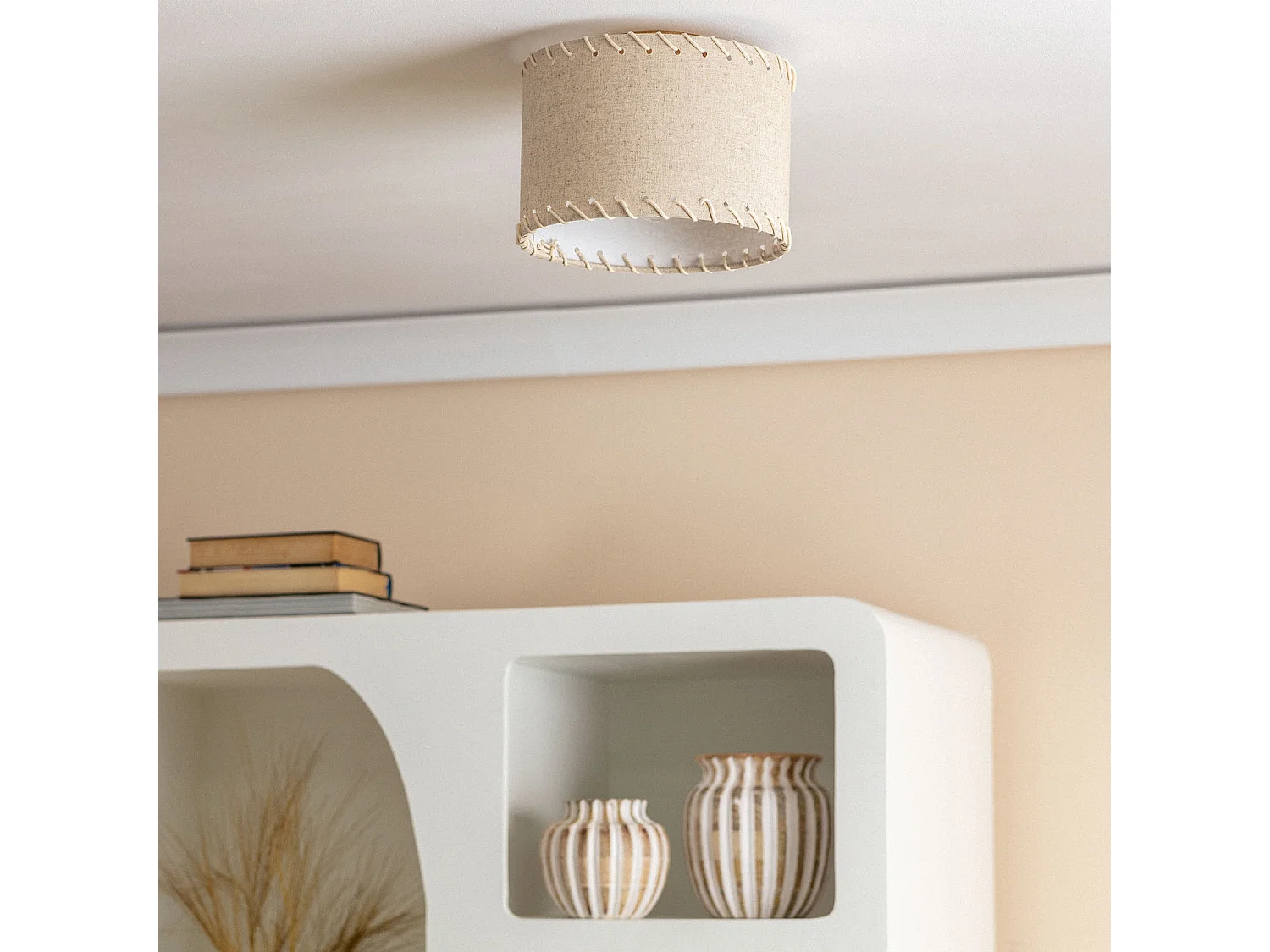 Plafón Circular Tela Ø250 mm Fíbula Crema