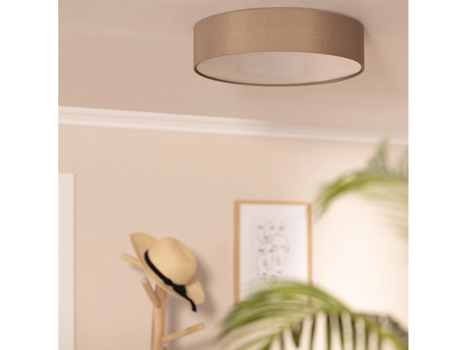 Plafonnier Rond Tissus Ranje Ø500 mm  Brun