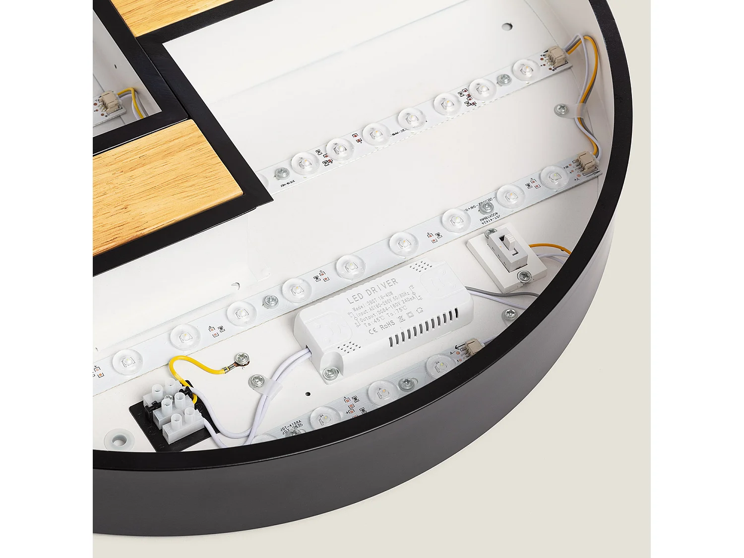 Plafonnier LED Rond Métal 27WCCT Sélectionnable Brusk Ø500 mm Noir