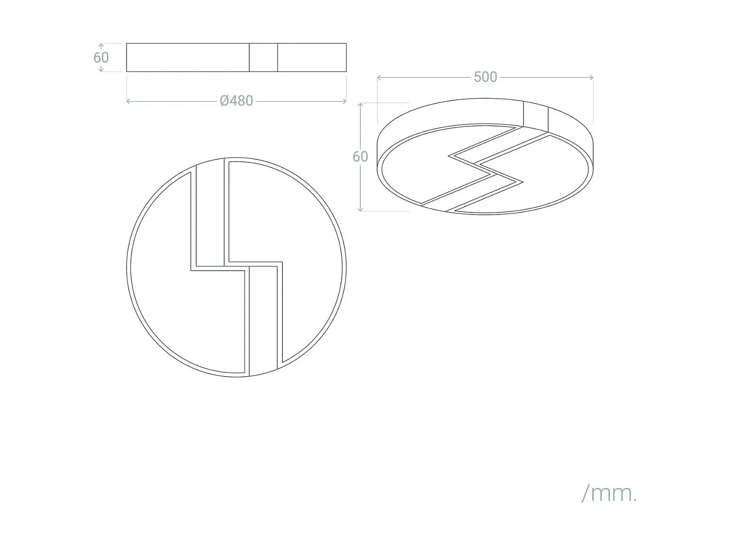 Plafonnier LED Rond Métal 27WCCT Sélectionnable Brusk Ø500 mm Noir