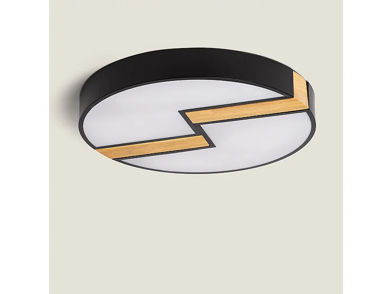Plafonnier LED Rond Métal 27WCCT Sélectionnable Brusk Ø500 mm Noir
