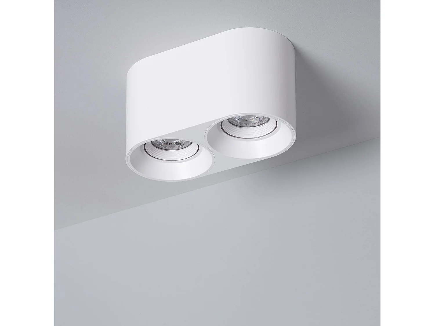 Plafonnier Space Double Blanc avec Ampoule GU10  2700K Blanc chaud