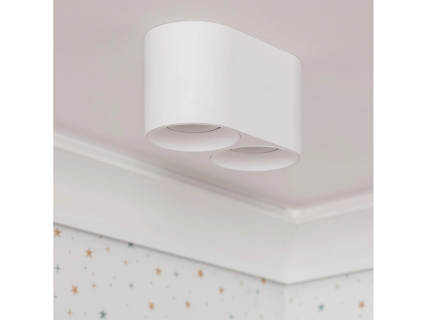 Plafonnier Space Double Blanc avec Ampoule GU10  2700K Blanc chaud