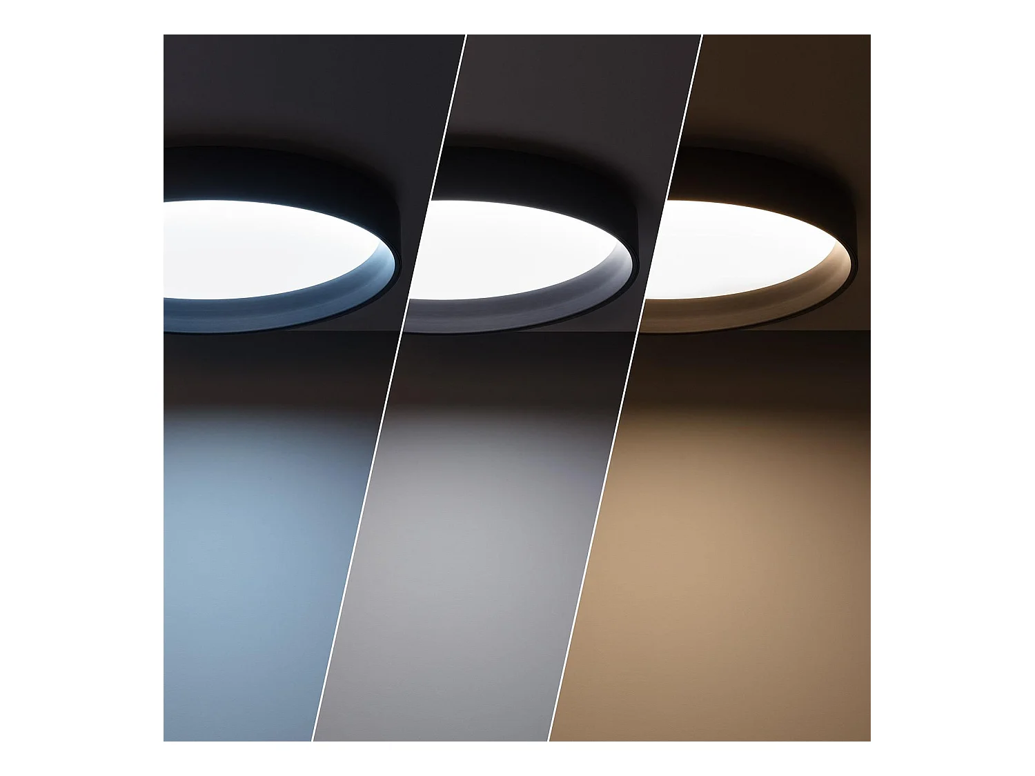 Plafonnier LED Rond Métal 30W CCT Sélectionnable Black Design Ø550 mm Sélectionnable (chaud-neutre-froid)