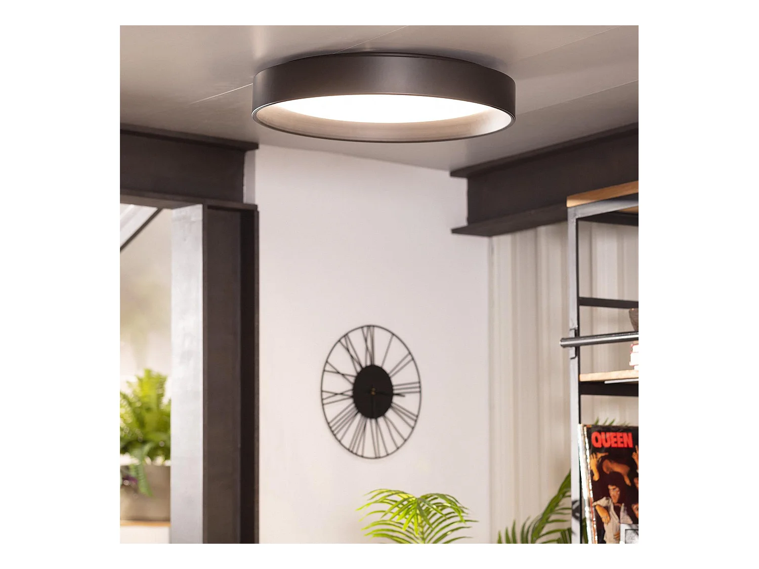 Plafonnier LED Rond Métal 30W CCT Sélectionnable Black Design Ø550 mm Sélectionnable (chaud-neutre-froid)