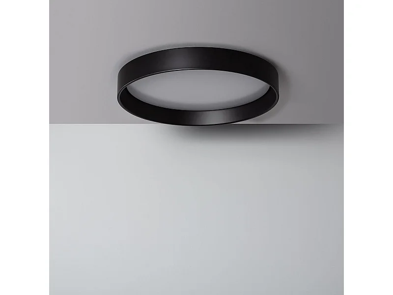 Plafonnier LED Rond Métal 30W CCT Sélectionnable Black Design Ø550 mm Sélectionnable (chaud-neutre-froid)