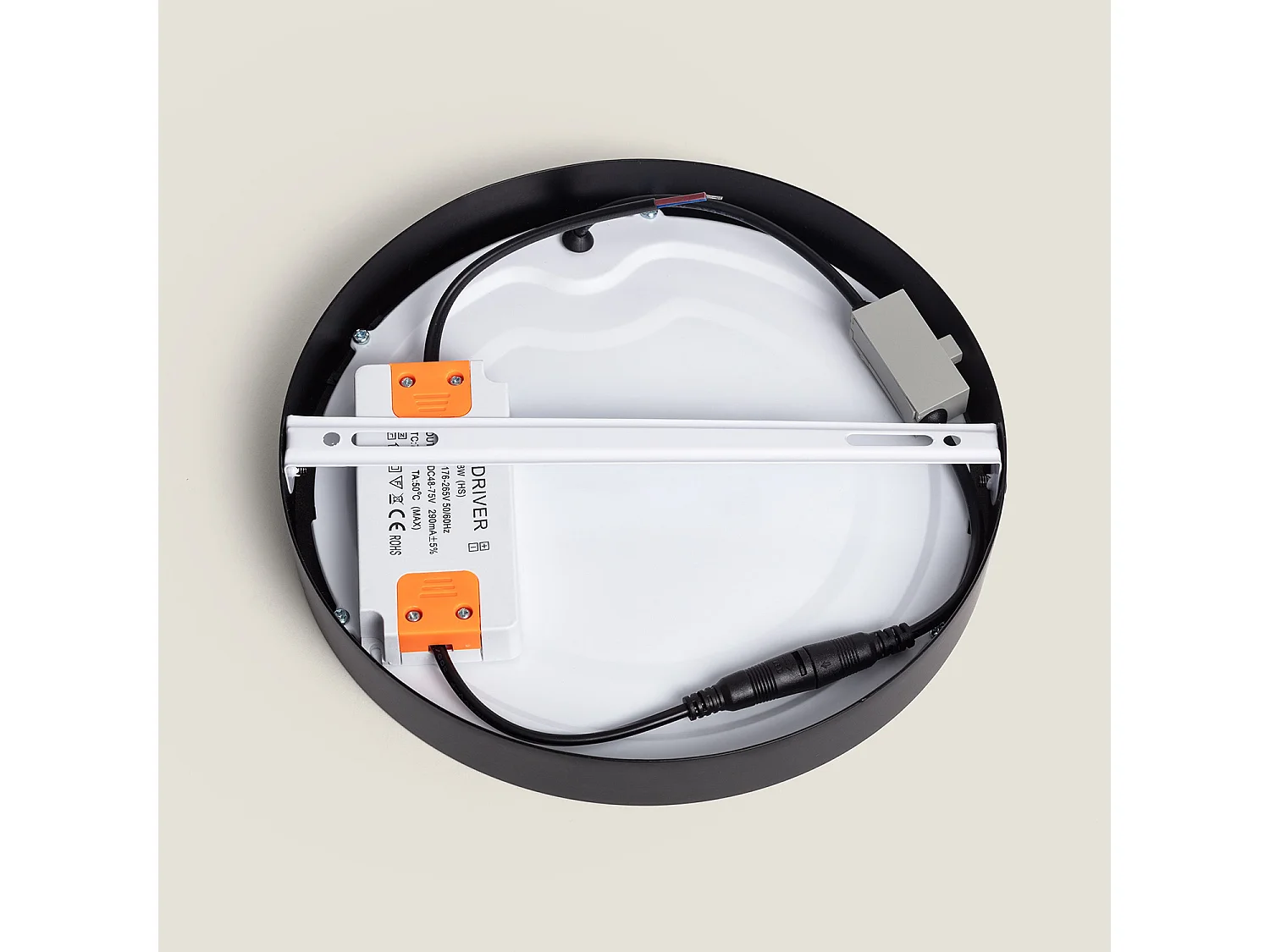 Plafonnier LED 18W Rond Aluminium Ø210 mm Slim CCT Sélectionnable Galán SwitchDimm Noir