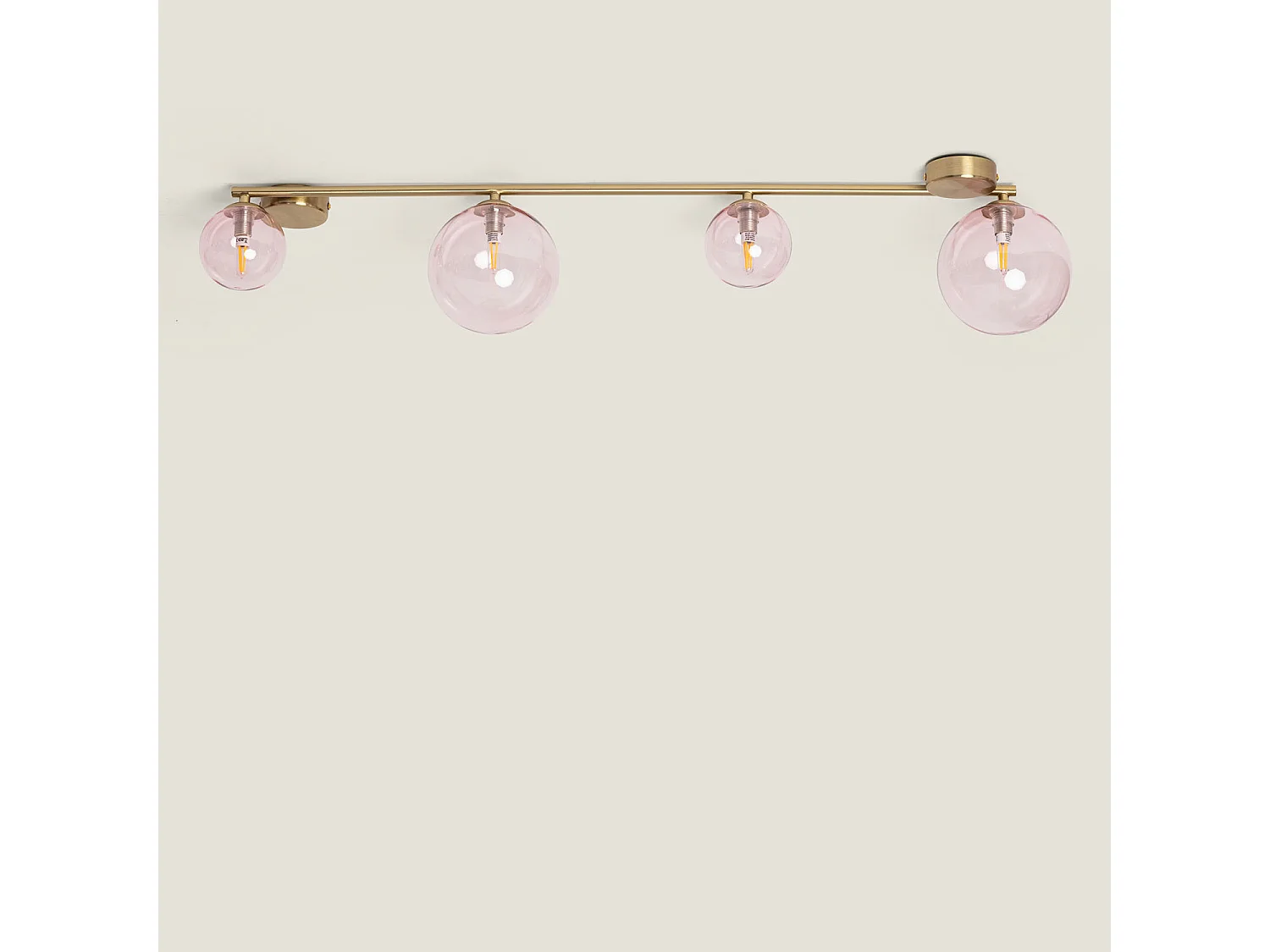 Plafonnier Métal et Verre Moonlight Brass 4 Spots Rose